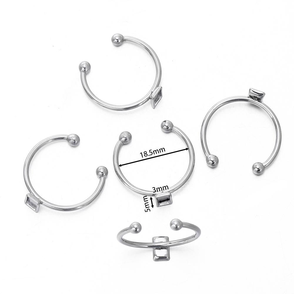 5pcs Gold Color Stainless Steel Open Ring Cabochon Cameo Blank Tray Base Settings for DIY Rings Jewelry Making Findings Supplies