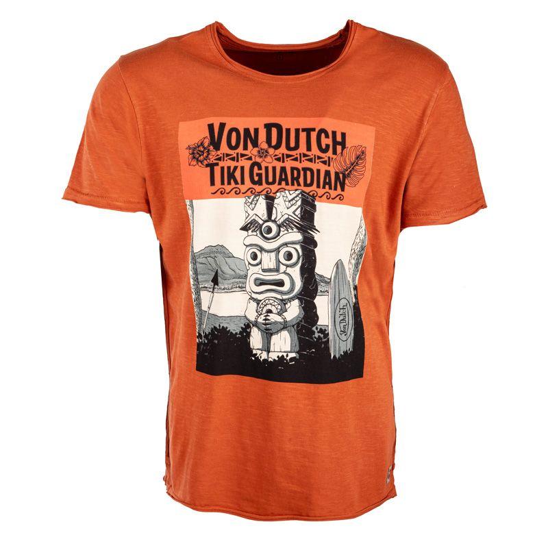 

Мужская футболка с принтом тики цвета ржавчины VON DUTCH S оранжевый