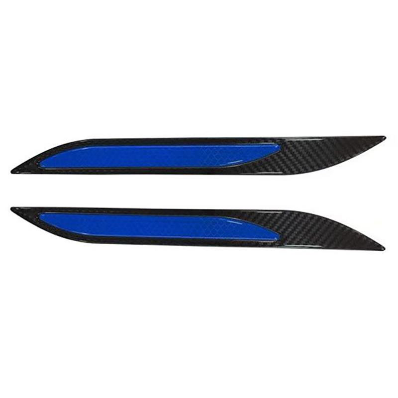 

2 шт. Автомобильная наклейка на бампер, протектор, светоотражающие полосы, авто, мотоцикл, антицарапины, предупреждающие наклейки, углеродное волокно, красный, синий, белый синий