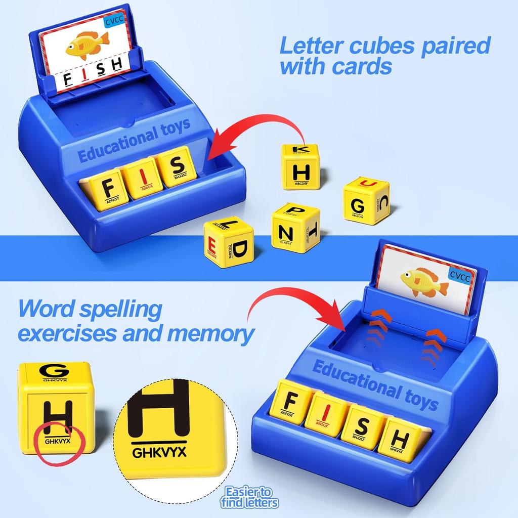 Montessori Matching Letter Game for Kids Ages 3-8 | Educational Learning Spelling Toys with Storage Function | Christmas Birthday Gifts for 3 4 5 6