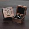 Walnut Solid Wood Double Groove Ring Box with Laser Pattern for Engagement or Proposal Rings