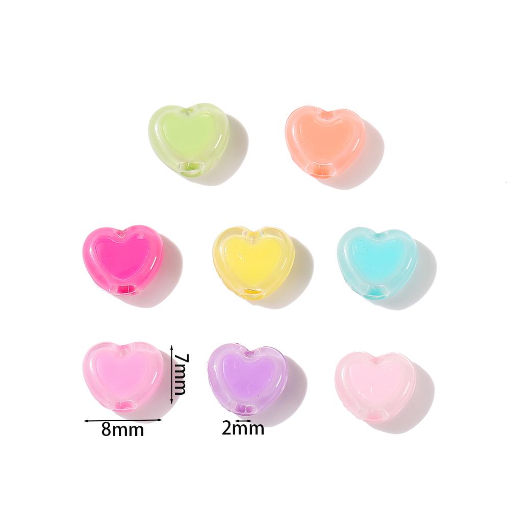 50pcs/Lot 7x8mm Acrylic Heart Beads for Jewelry Making Loose Spacer Beads DIY Necklace Bracelet Accessories Supplies