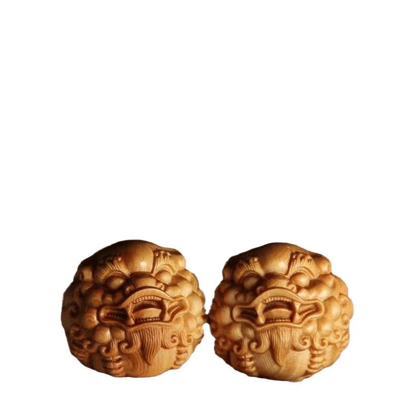 Walnut Wood Carved Pixiu Spinner Ball: Multi-Emotional Handheld Massage Toy