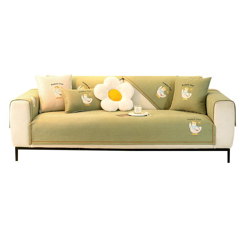 Cartoon Cute Duck Sofa Cushion Universal In All Seasons  New Chenille Sofa Seat Cushion Fixed Non-Slip Cover