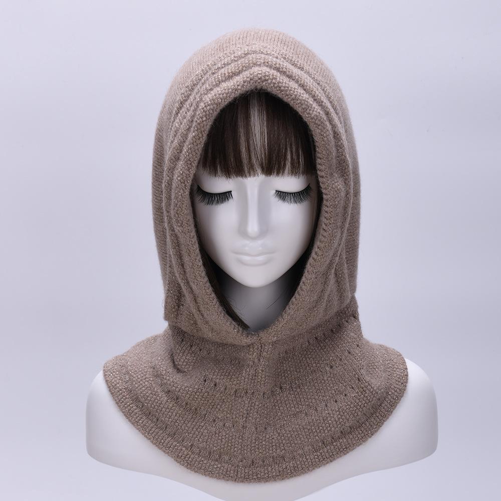 Balaclava hat, scarf, one-piece pullover, one-piece hat with lining, thermal windproof hat, autumn and winter knitted hat