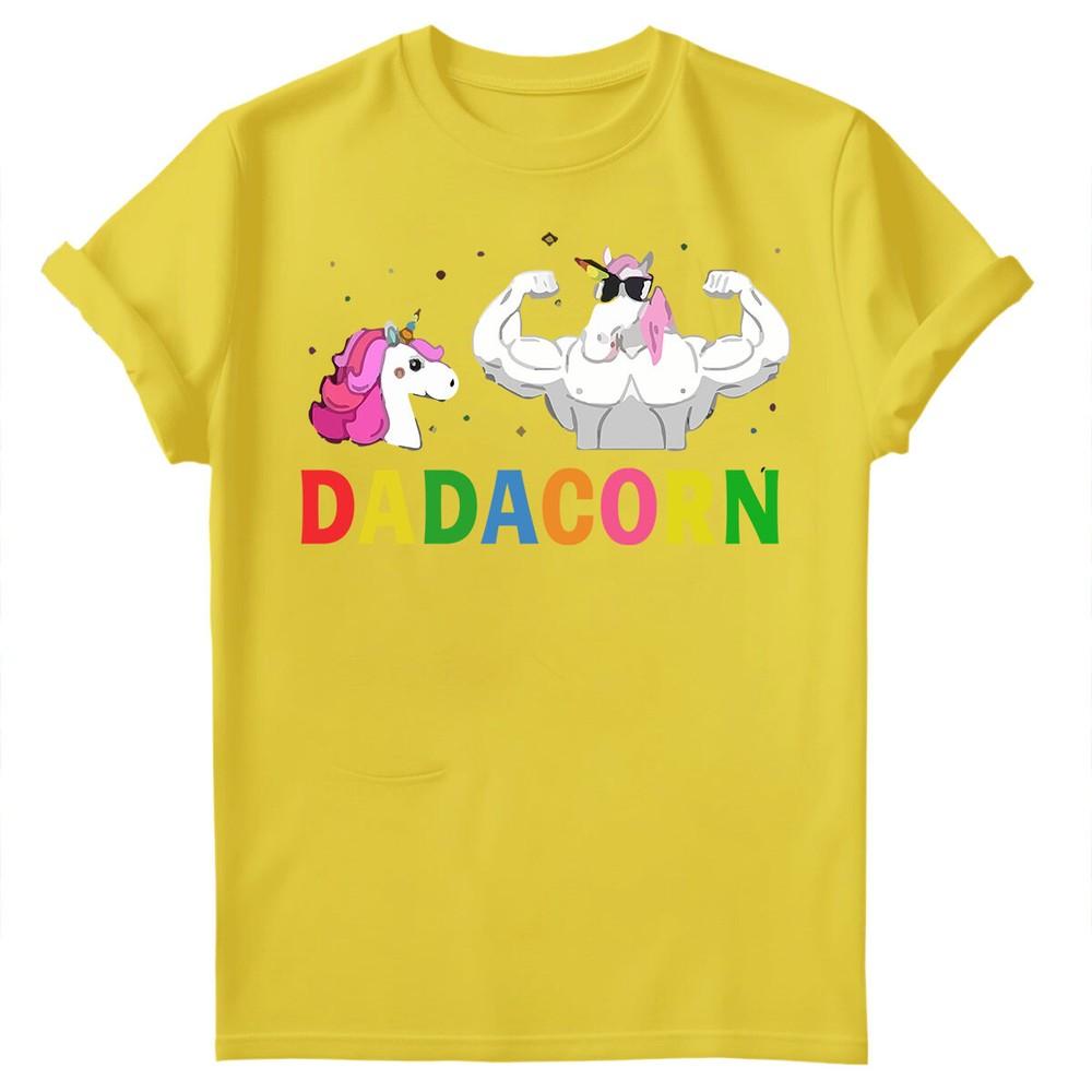 Vatertag Unisex T-Shirt Lustiges Einhorn Dadacorn Daddy Gymer Dad Tee Top FD