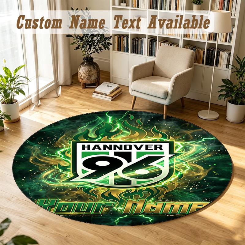 Round Rug Custom NameHannover 96 Pattern Non Slip Carpet Home Floor Decor