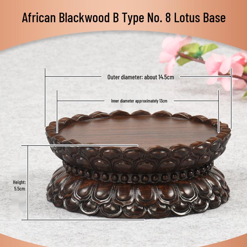 Ebenholz Guanyin Bodhisattva Lotus Sockel, Massivholz geschnitzter runder Opfertablettständer