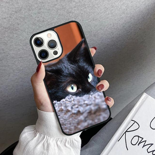 Black Cat Staring Eye Phone Case Cover For iPhone 17 Air 16 15 14 Plus 12 13 Pro Max Coque Shell Fundas