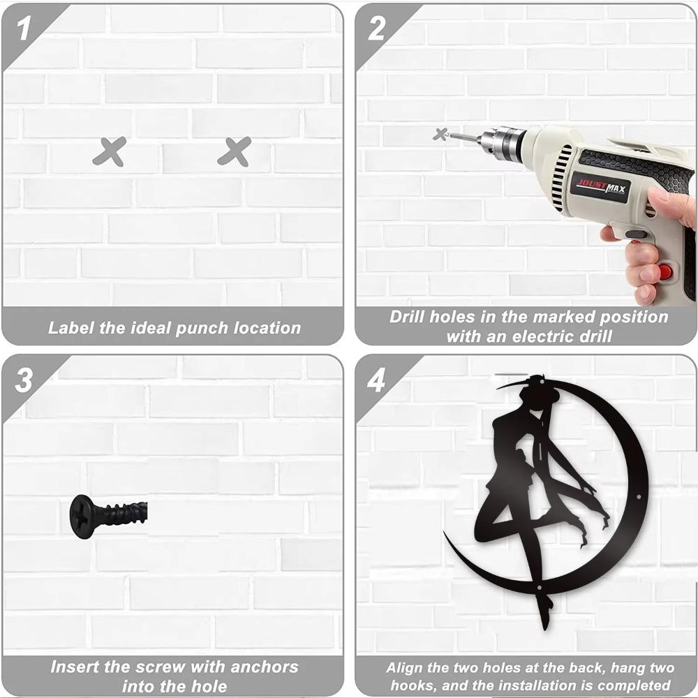 Magical Girl Metal Hanging Wall Art Plaque Black Letter Silhouette Cafe Kitchen Dining Room Decoration Bar Pub Club Poster