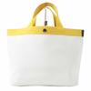 Very Good Herve Chapelier Handbag Luxe Line B5 Size Square Tote Yellow Coated Canvas Women 704Gold Plated Used