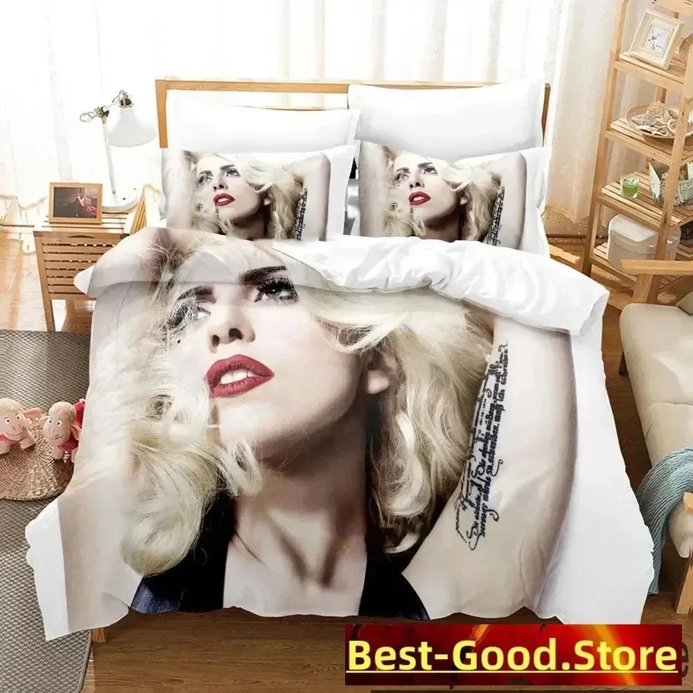 3D Lady Gaga Beding Set Printed Bed Linen Set With Pilowcase Bed Soft Duvet Cover Soft Single Double Quen Super King-Sized Dimensionsd Dimensions Boys