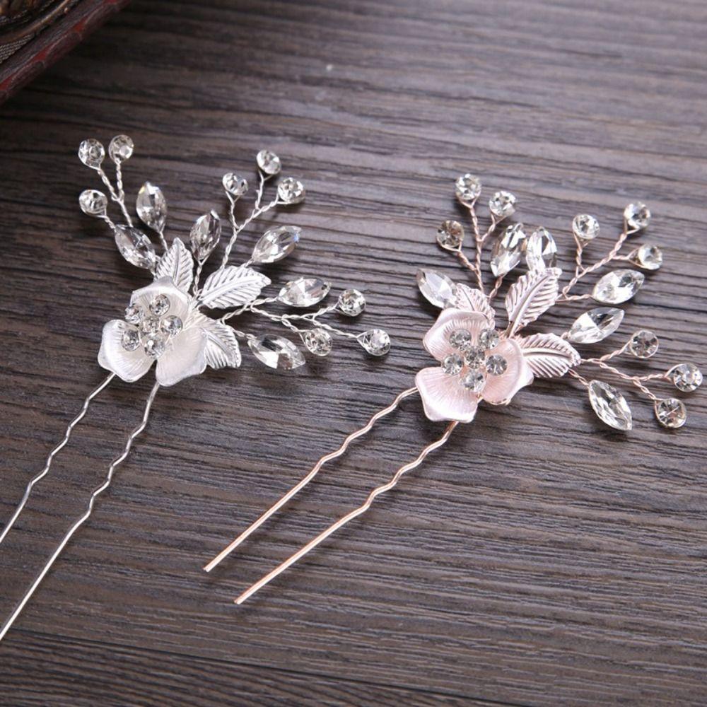 Rhinestone Crystal Flower Hairpins Hair Jewelry Vine Hair Pin Graduation Ceremonies