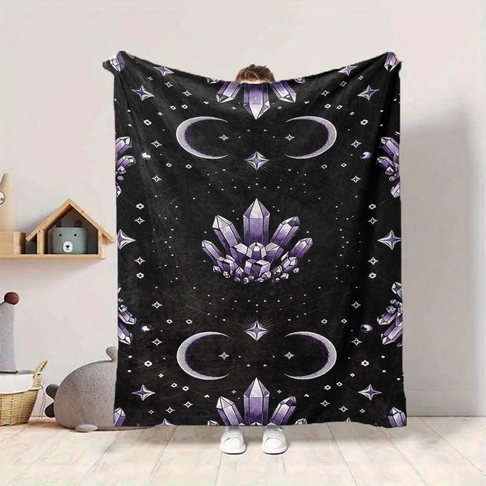 1pc Crystal Celestial Print Blanket   Lightweight Flannel Throw Blanket For Sofa, Bed, Living Room, Office, Outdoor Travel, Camping