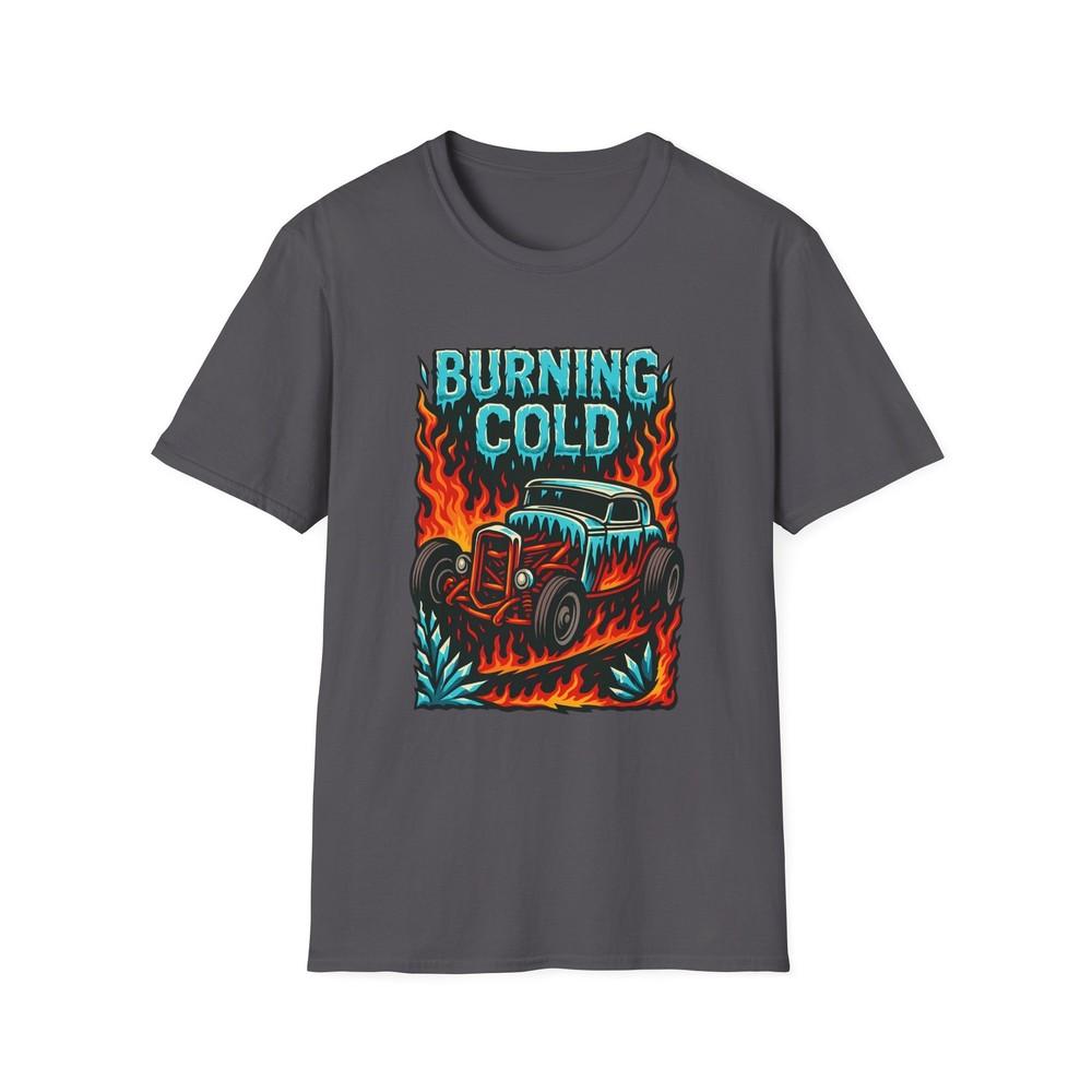 

Unisex Softstyle T-Shirt Burning Cold Hotrod Skeleton Flame Frost L
