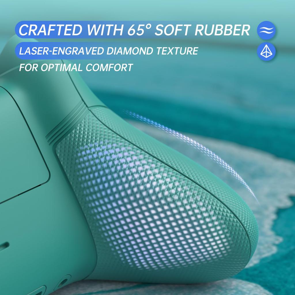 The eXtremeRate ASR Circle Ring Full Shell Button Kit is compatible with Xbox Core features a 3D diamond pattern soft rubber grip and bottom and is