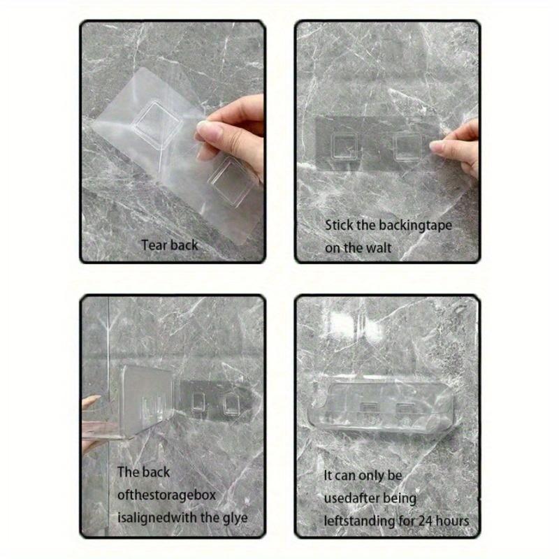 1pc Bathroom Wall Mounted Shelf No Drilling Storage Organizer for Toilet Washbasin Minimalist Clear Adhesive Bathroom Shelf Plastic Shower Caddy Self