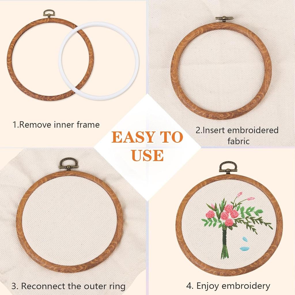 Embroidery&Cross Stitch Frames for Display,9Pcs Circle/Oval/Rectangle/Octagonal Embroidery Hoops,Circular&Oval Frames for Embroidery Perfect for