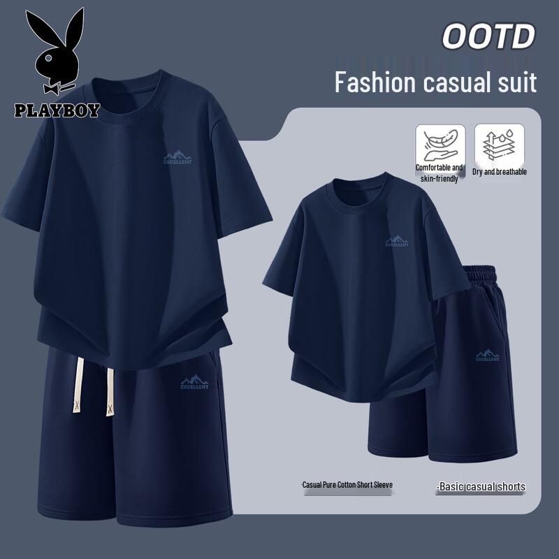 PLAYBOY Men s Summer Casual Two-Piece Set 2XL