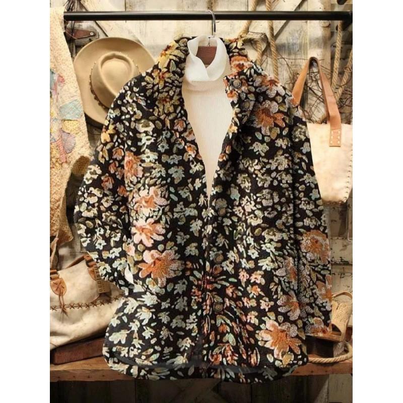 Womens Stand-Up Collar Fleece Sweatshirt With 3D Digital Floral Print Casual Long Sleeve Top Fall 2025