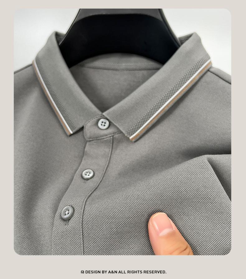 [Including Mulberry Silk] Jowo Business Polo Shirt Men's Spring and Autumn Fashion Comfortable Versatile Long Sleeve T-shirt