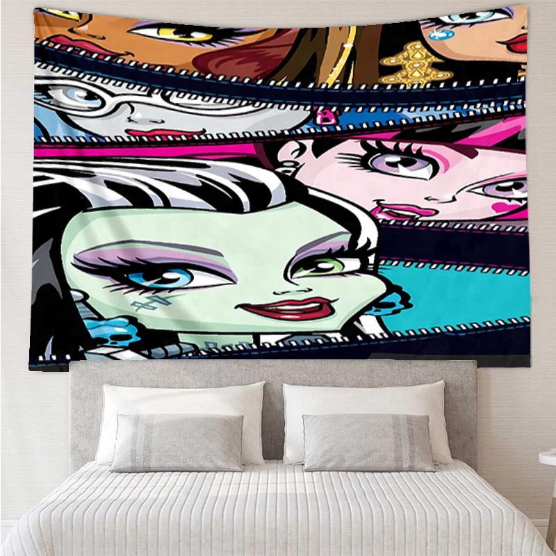 Monster High1 Tapestry for Bedroom Aesthetic Classroom Tapestries Wall Hanging for Living Room Dorm Office,Ideal Creative Gift