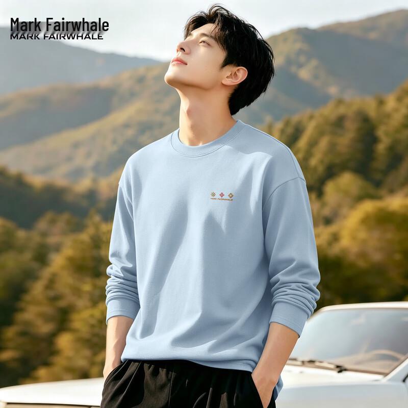 Mark Fairwhale Men's American Casual Loose Fit Long Sleeve Cotton T-Shirt