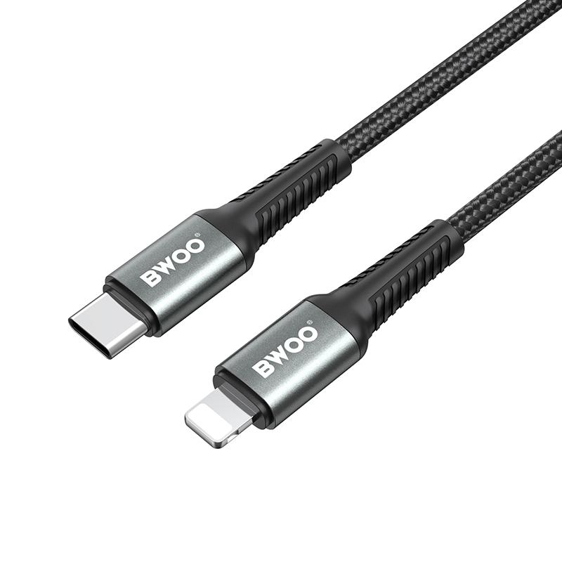 Bwoo Kabel Pleciony Usb-C - Lightning 2M 30W Czarny