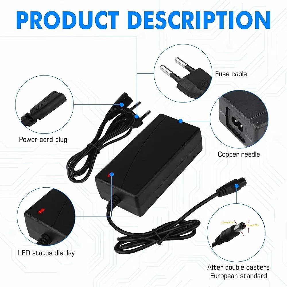 36V/42V Charger Lithium Battery Charger Output 42V2A Input 100-240V AC Lithium Li-poly Charger For 10series 36v Charger Lithium
