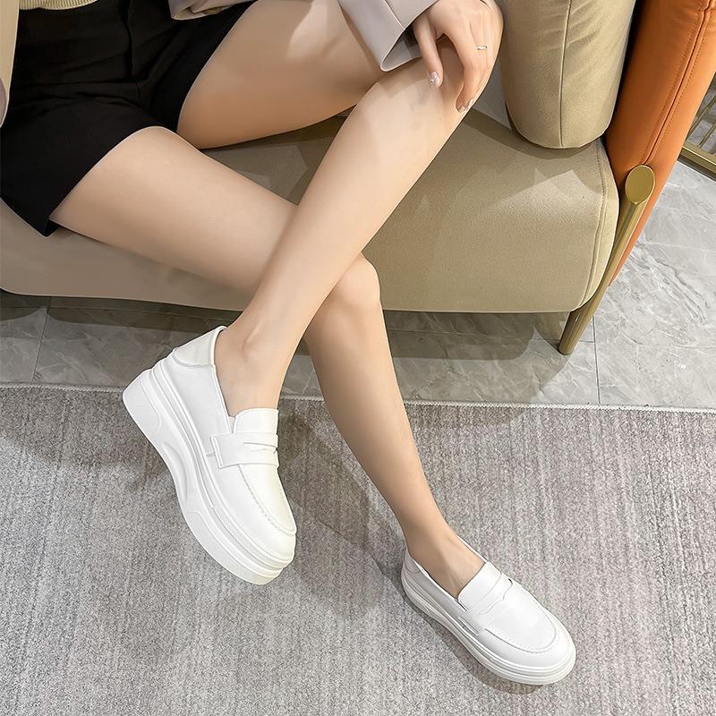 Damesko med tykk såle, høydeøkende, lette og pustende, avslappede enkeltsko og boardsko