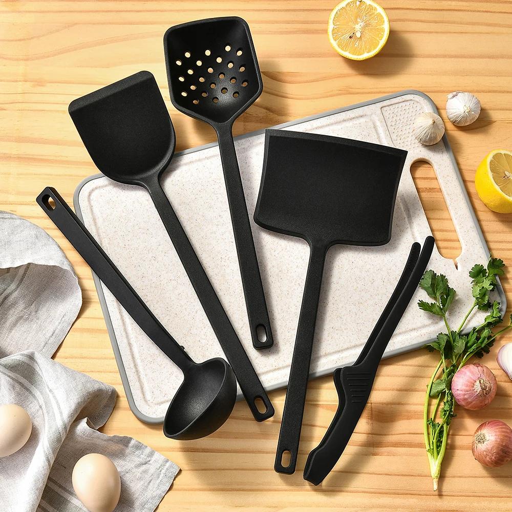 5Pcs Cooking Kitchenware Tool Silicone Cookware Set Baking Tools Tableware Silicone Shovel Spoon Food Tongs Kitchen Accessories