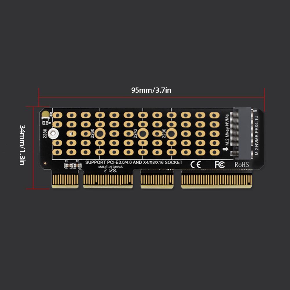 M2 NVME Adapter Card M.2 M-Key Accelerator Card Full Speed X4 M.2 To PCI-E4.0 Converter Support 1U Server for 2230-2280 M.2 SSD