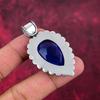 Blauer Saphir Anhänger, handgefertigter Edelstein Anhänger, 925 Sterling Silber Anhänger Antiker Schmuck, Verlobungsgeschenk