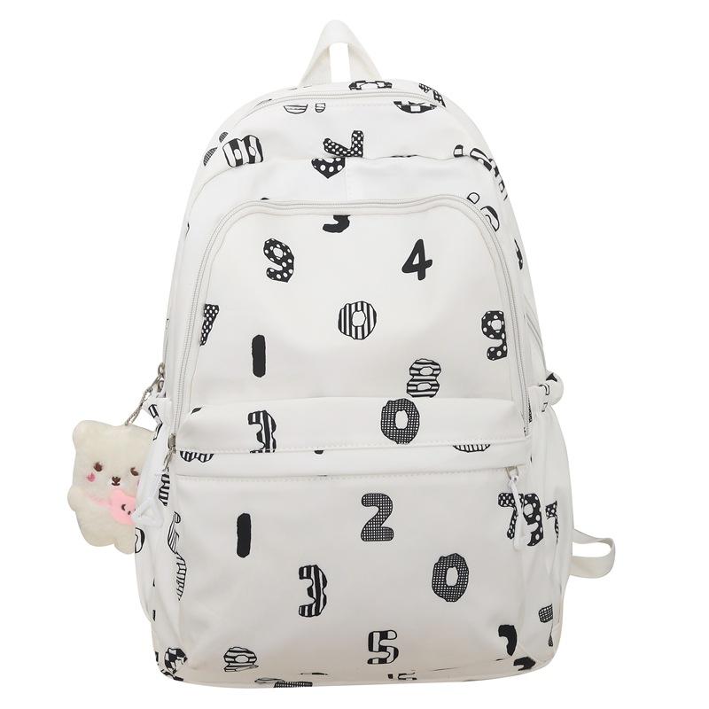 

Женский школьный рюкзак с принтом белый