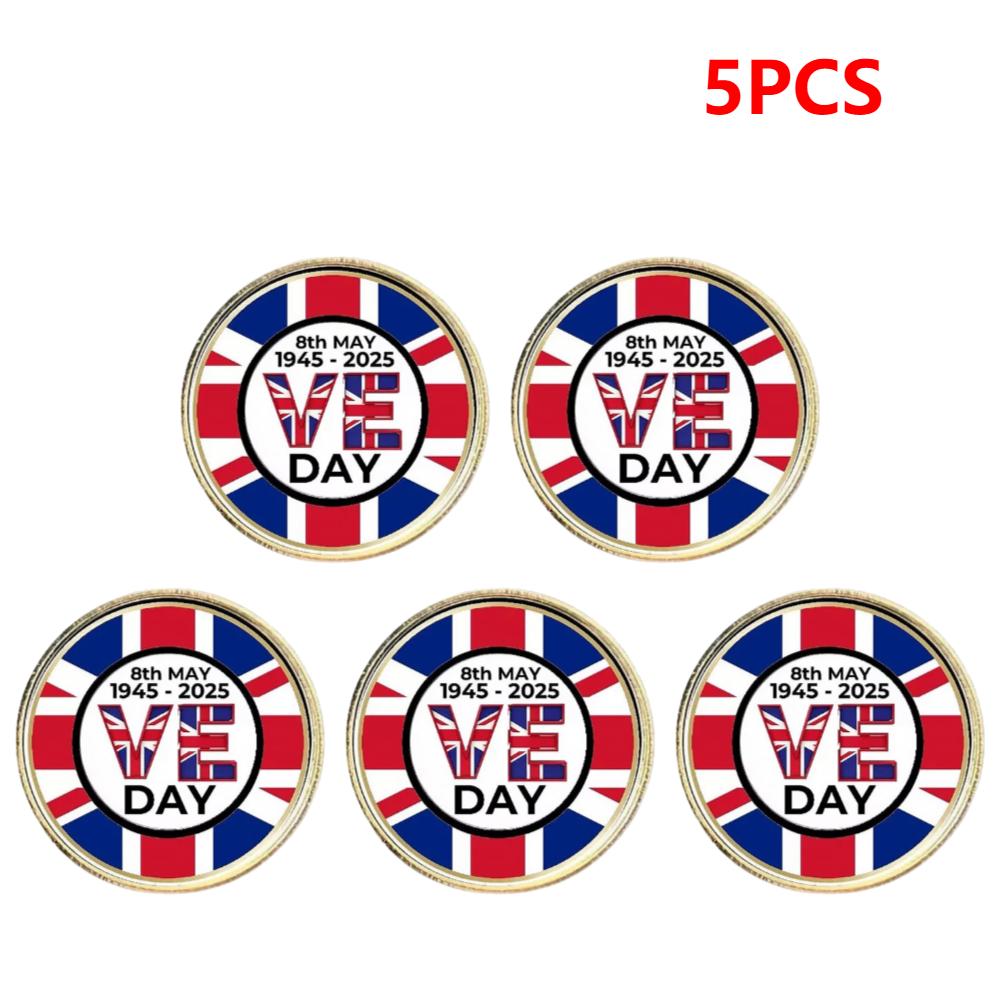 VE Day 80th Anniversary Pin Badge 25mm VE Day Badge VE Day 1945-2025 Lapel Pin Badge for Patriotic Activities Veteran Gifts