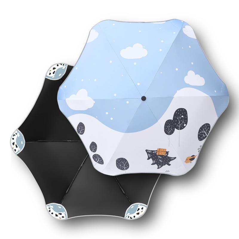 Summer Cute Umbrella Kids Windproof 6K Safe Filler Edge Folding Sun Umbrella UV Protection Designer Fold Rain Umbrella for Girls