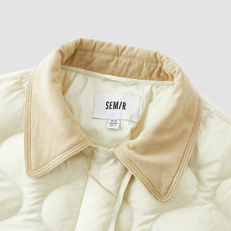 Semir Women's Lightweight Mid-Length Loose-Fit Down Jacket with Corduroy Collar
