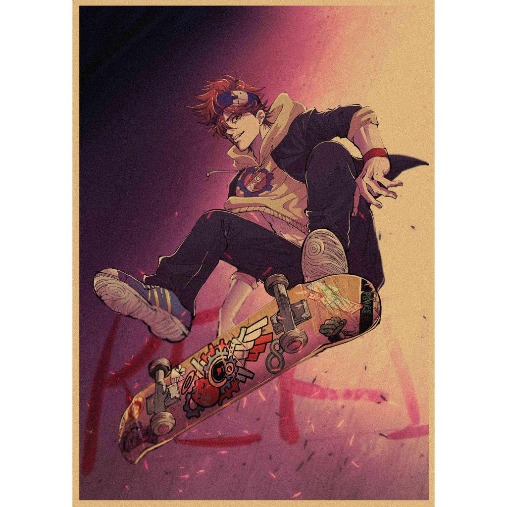 Retro Japanese Sports Anime Skateboard Poster - Infinite Mural Decoration
