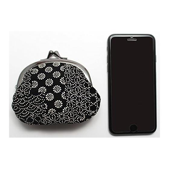 Maruzen Coin Purse, Suede Inden-style Gamaguchi, Seigaiha Pattern, Retro Japanese Style Accessory Pouch