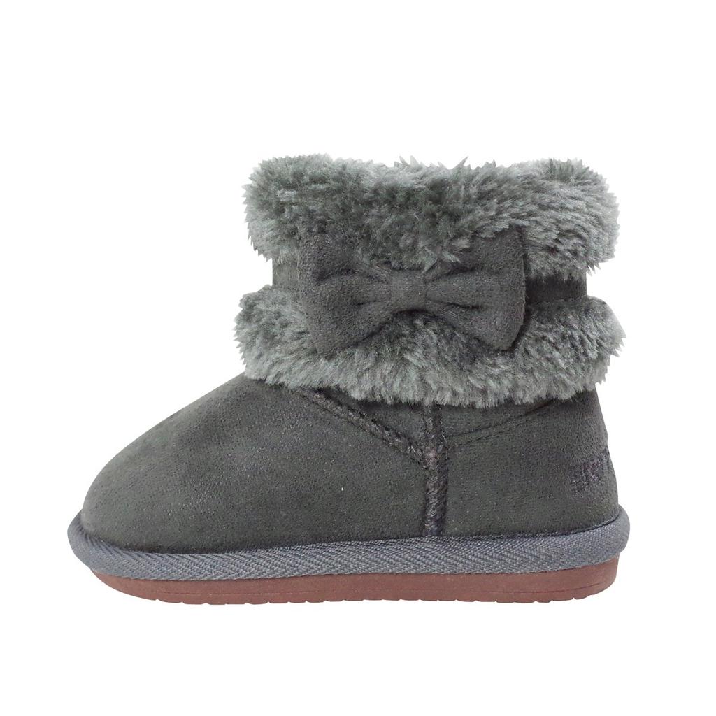 MIKIHOUSE HOT BISCUITS Fur Side Ribbon Boots, Gray, 14cm, 73-9402-973