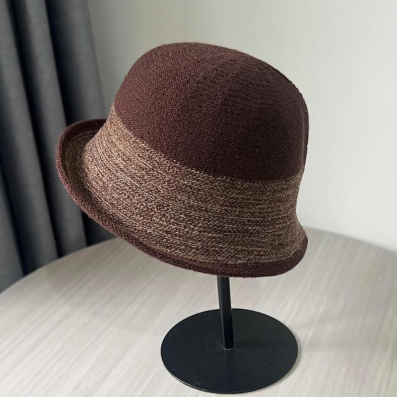 Retro gekräuselte Fischerhut Kinder Herbst und Winter Britisches Temperament Zylinder zeigt kleines Gesicht elegant Wollbeckenhut Tide