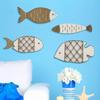 4 Stück Sommer Küsten Holzfisch Wandkunst Strand Thema Meeresfisch Wanddekor Vintage Nautische Wandskulptur für Seehaus Schlafzimmer