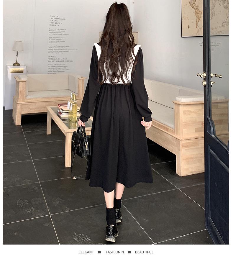 Women's Contrast Color Long Skirt - 2024 Spring/Autumn Fashion, Comfortable, Light, Mature Style Dress