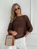 Summer new hollow smock women's European and American style soft loose long-sleeved knitted top ins style