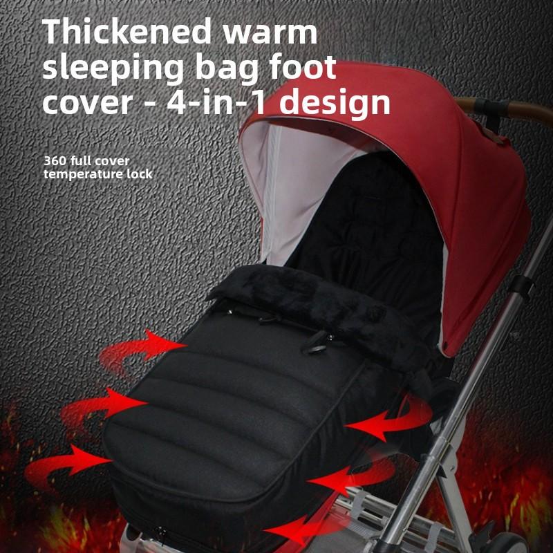 4-in-1 Stroller Footmuff Baby Sleeping Bag, Detachable Foot Opening, 300g Thick Ultra-fine Fleece