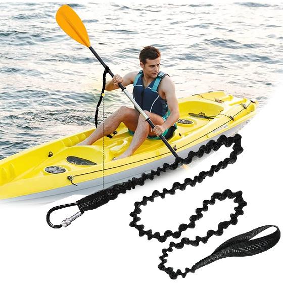 Elastic Kayak Paddle Leash Tether Kayaking Rod Lanyard Canoe Paddle Leash Coiled Lanyard Cord Fishing Rod Leash Boat Safety Rope 3