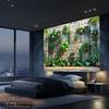 Bohemian Greenery Wall Tapestry, Potted Tropical Plants On Stone Wall Hanging for Backyard Decoration