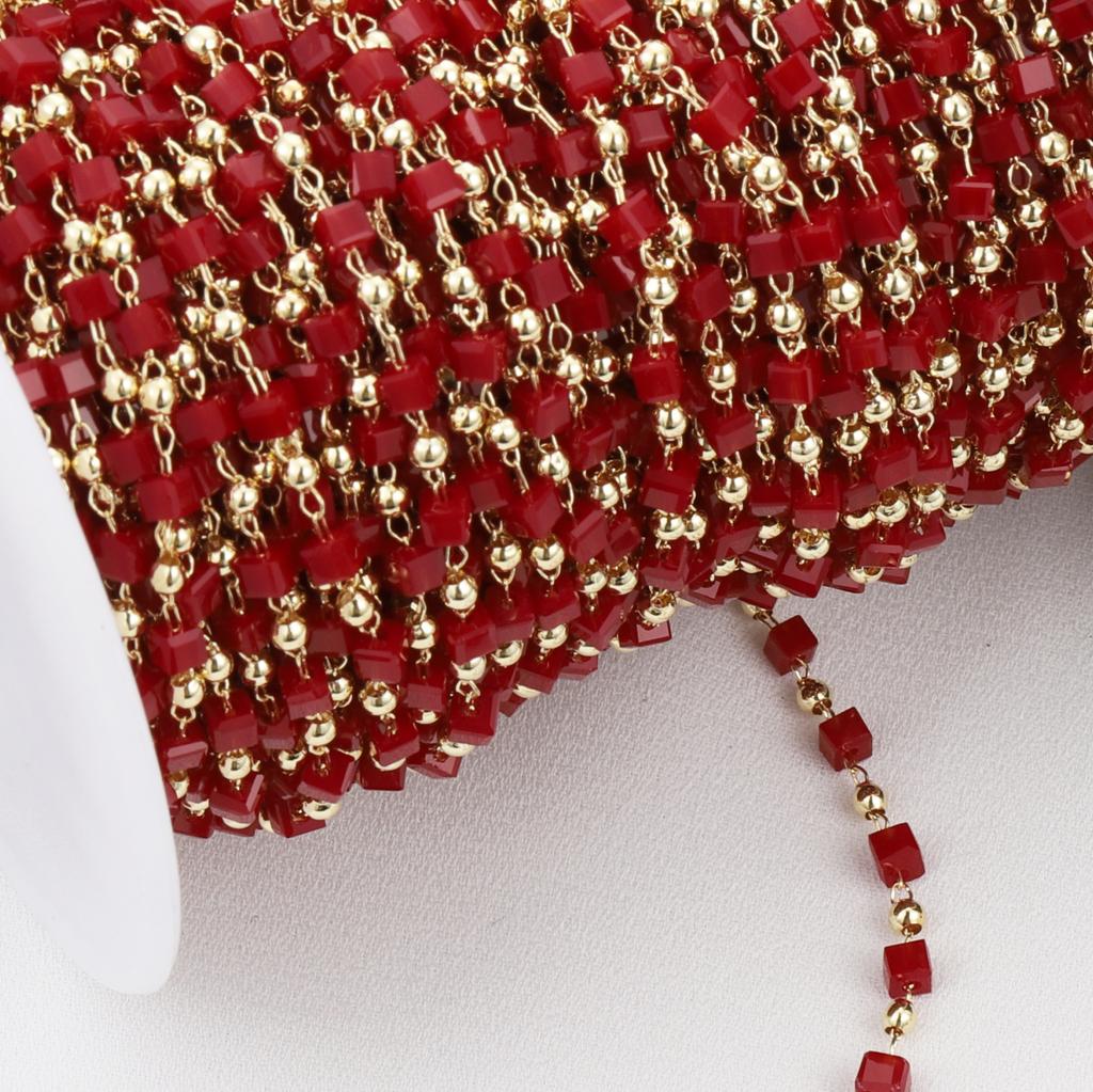 1meter Bohemian Colorful KC Gold Bead Chain for Choker Necklace Women Charm Handmade Party Jewelry Making DIY Components