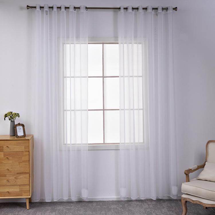 

Затеняющие однотонные белые прозрачные шторы для украшения гостиной, оконные шторы для кухни, современные тюлевые шторы из вуали из органзы 100x270cm