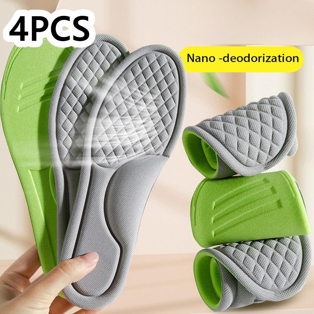 

2/4 PcsUnisex Memory Foam Orthopedic Insoles Deodorizing Insole For Shoes Sports Absorbs Sweat Soft Antibacterial Shoe Accessories